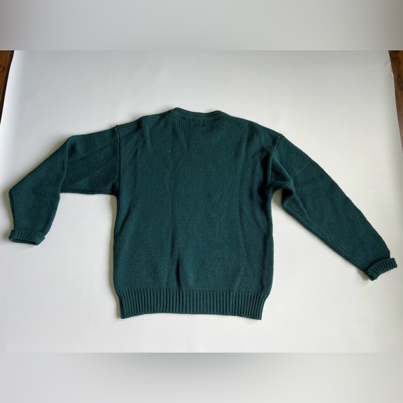 Vintage Men's Pure Wool Sweater Boston Trader’s Green Large Nordic Grandpacore - Picture 10 of 11